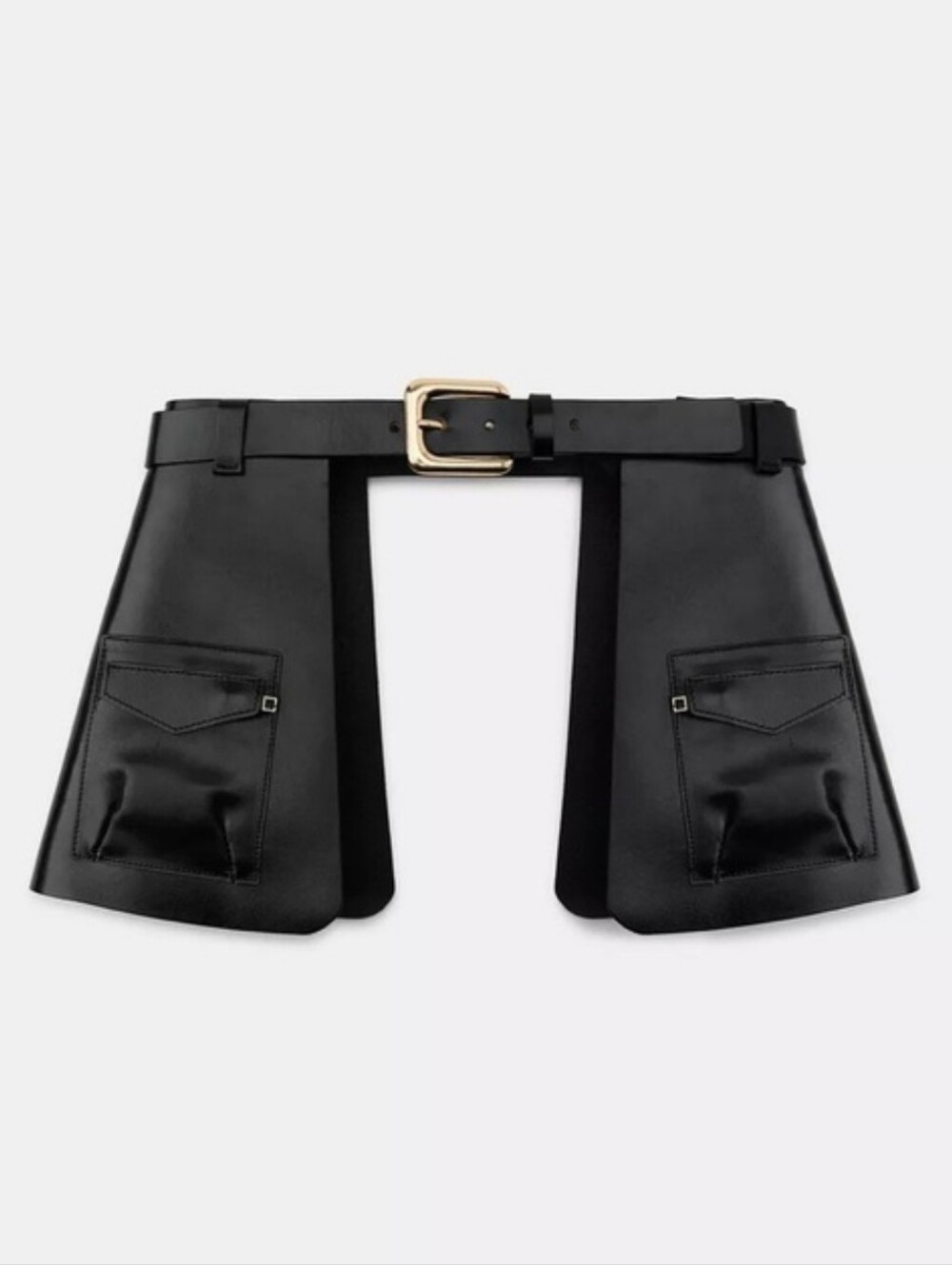 NEW Zara 100% Leather Skirt Belt With Pockets